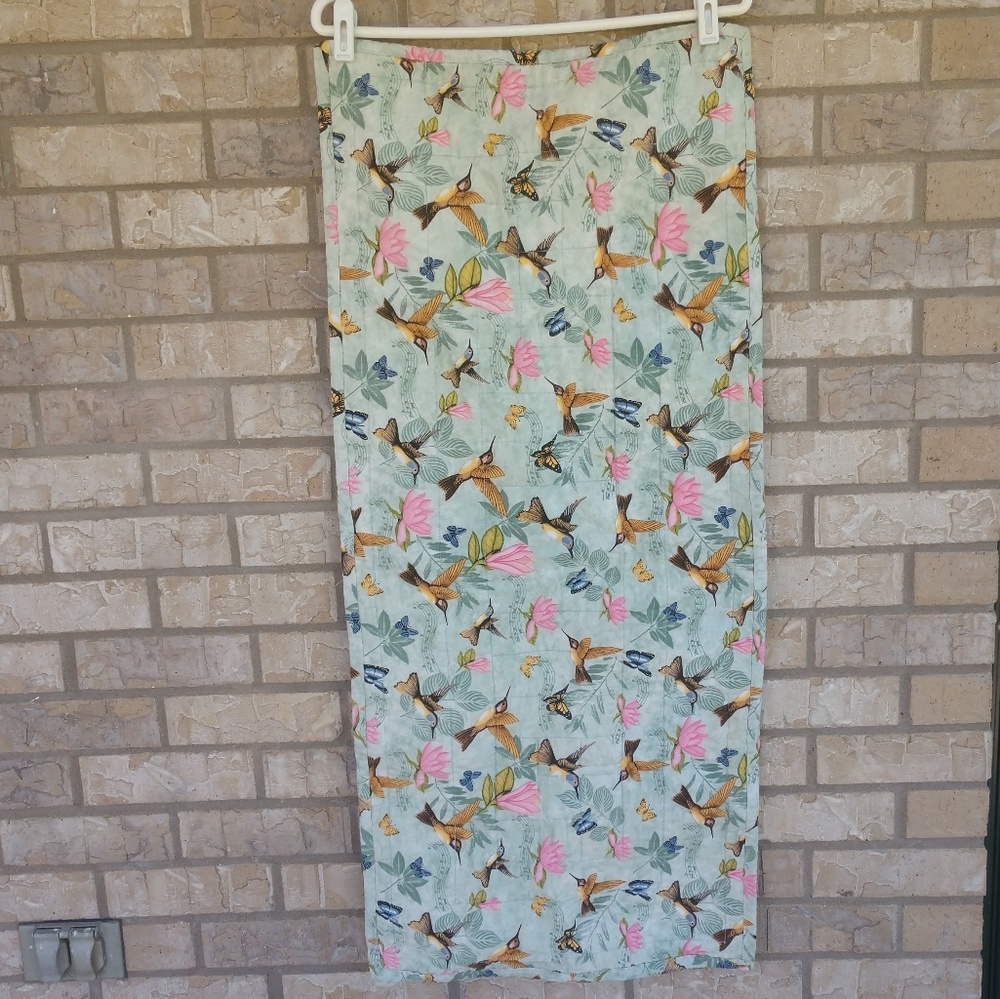 Handmade hummingbird butterfly lap quilt 17" x 40"